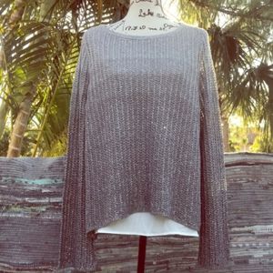WHBM silver sparkly open back sweater size XL